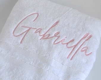 White Embroidered Bath Towel 69cm x 140cm