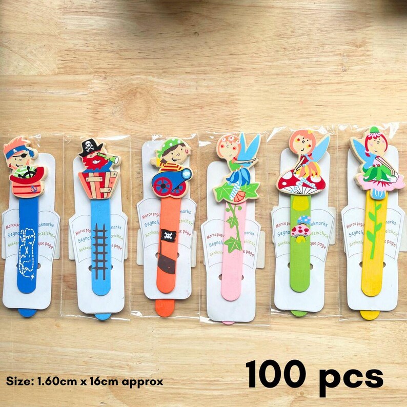 100 X Kids Wooden Assorted Bookmarks, Assorted Reading Bookmark - Etsy