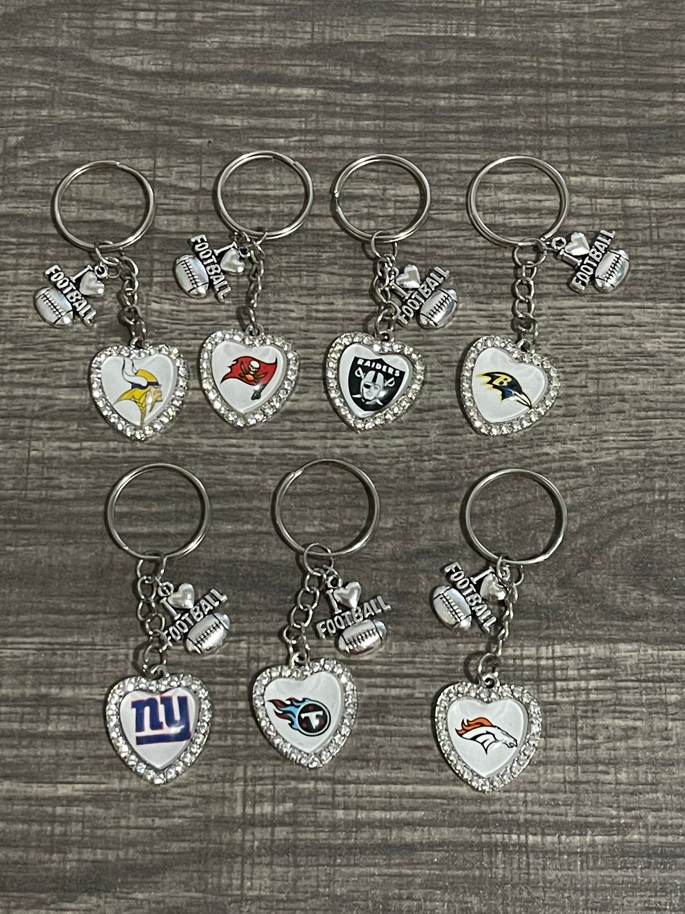 NFL Rhinestone Heart Shape Keychain Football Keychains Team Etsy