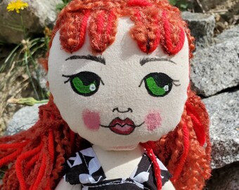 Handmade OOAK 18" Rag Doll Toy, Gingermelon Doll, Sparkle Starlet Doll, Girl gift, Girl birthday, sparklestarlet