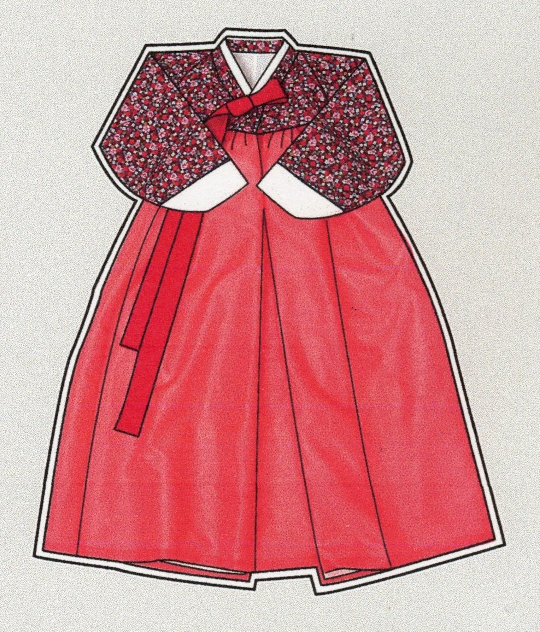 Korean Traditional Women HANBOK Pattern Sheet Etsy