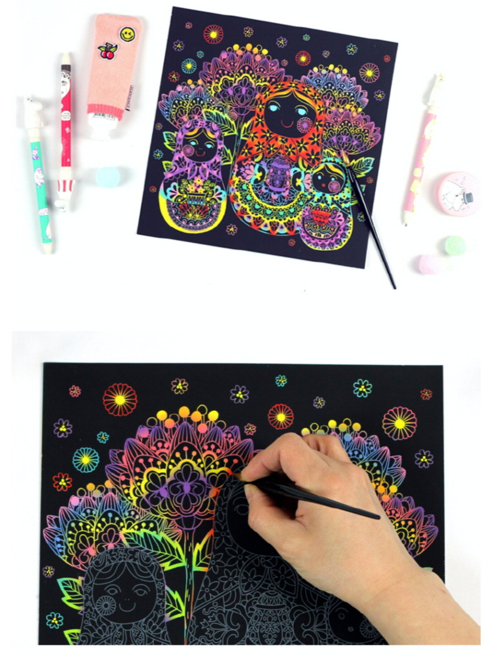 The Flowers Scratch Art Book or The Message Scratch Art Book Etsy