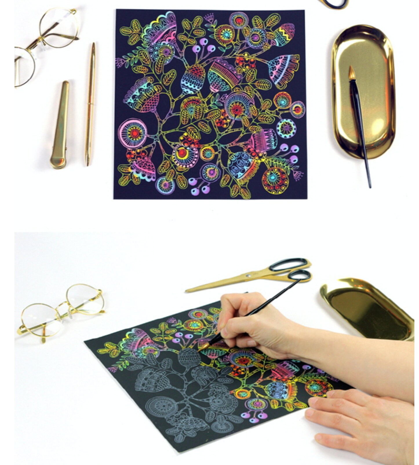 The Flowers Scratch Art Book or The Message Scratch Art Book Etsy