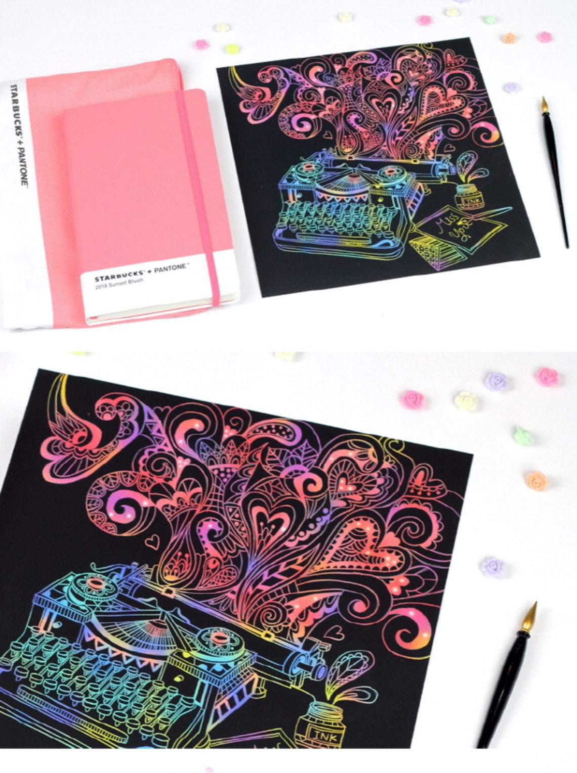 The Flowers Scratch Art Book or The Message Scratch Art Book Etsy