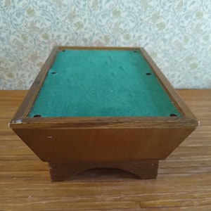 Solid wood vintage dollhouse pool table with chairs
