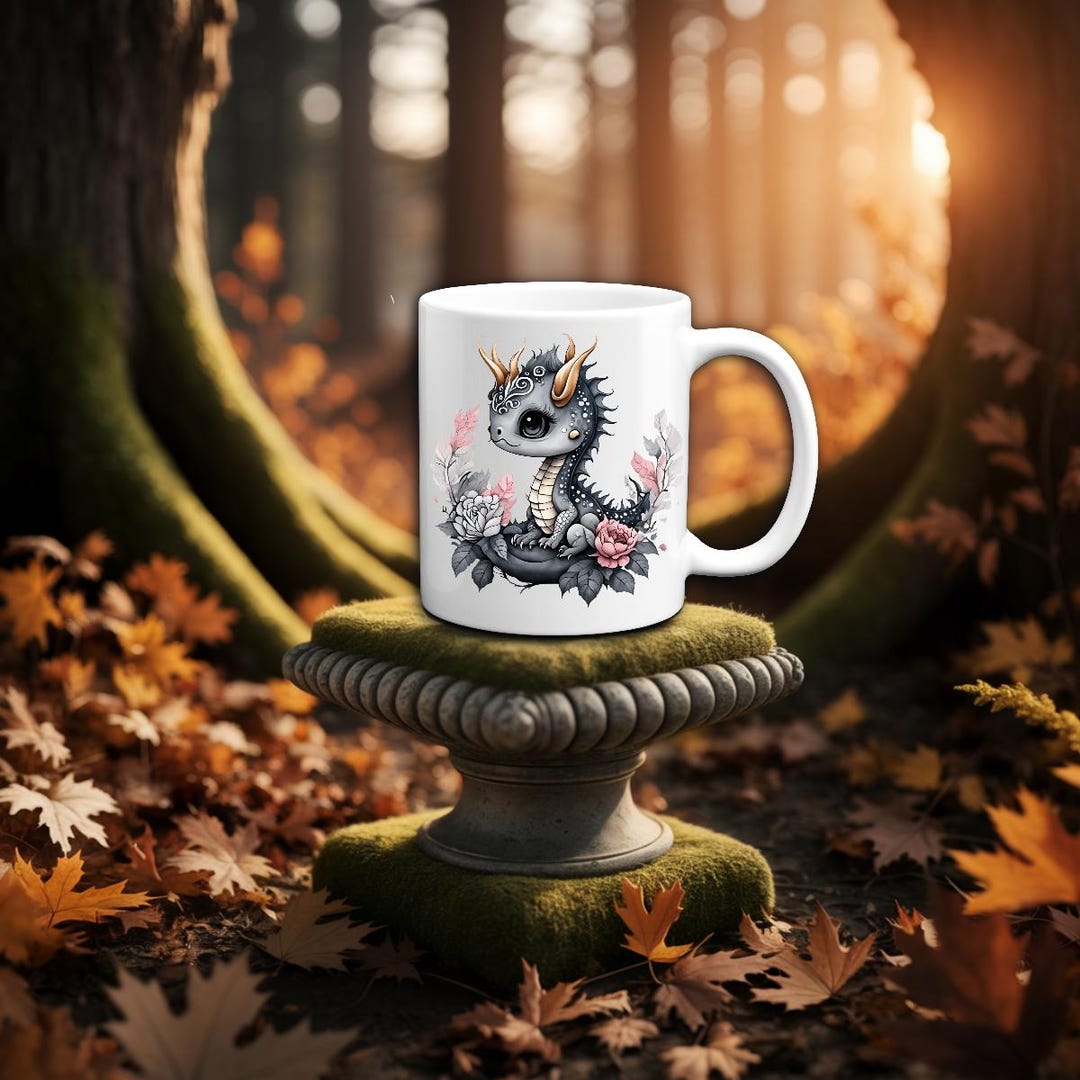 Black Gothic Dragon Mug: Dark Fantasy Coffee Cup - Etsy