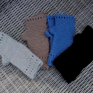 Hand Knitted Alpaca Fingerless Gloves: Soft Wool Wrist Warmers