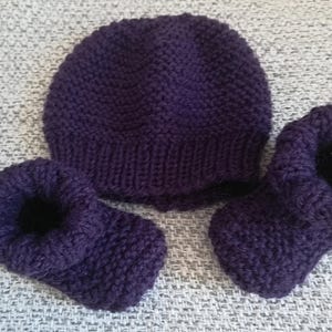 Hand Knitted Alpaca Baby Hat and Bootie Set (3-6 Months)