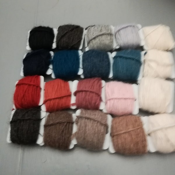 Pure Alpaca darning repairing, embroidering wool crafts and small knitting projects  25grams /55 meters in each pack . five colours