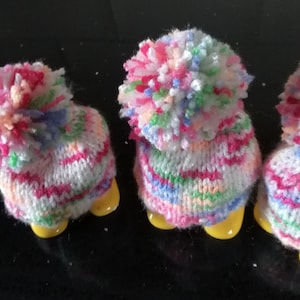 Hand Knitted Multi Coloured Egg Cosies: Easter Gift Wrapped