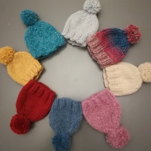 Gorros de osito de peluche pequeños, o de color naranja chocolate, bomba de baño, funda para huevera, gorros con pompones tejidos a mano, muchos para elegir, tamaño aproximado: 9 cm x 7 cm