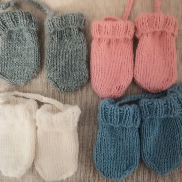 Baby alpaca mittens with cord , hand knitted Alpaca hypoallergenic  perfect for newborn baby's really soft  cosy mittens comes gift wrapped