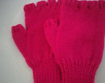 Hand knitted half finger gloves teenager, ladies, different colours available, hand knitted in machine washable, great Birthday gift idea