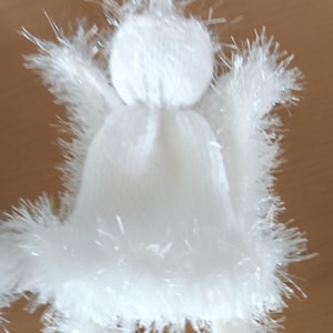 Hand Knitted Christmas Angel Ornament: Sparkly White Edgings