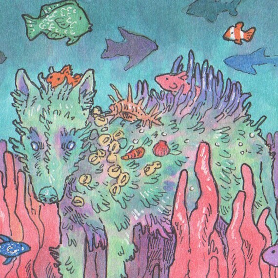 Print 3 5x3 5 He Walks The Sea Floor Etsy
