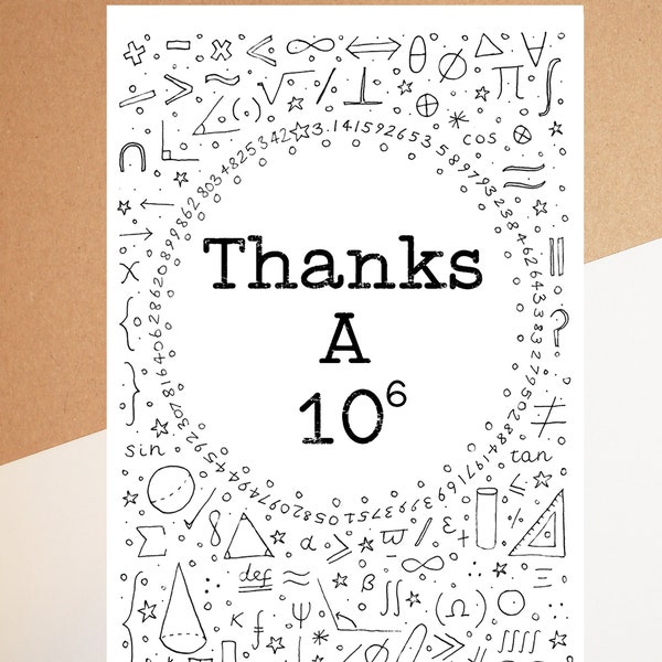 Humorous Maths Pun/Funny Mathmatics/Teacher thank you card/A-level/GCSE/School/Unique a6/Handmade by Bubba and Squidge/Colour Me In