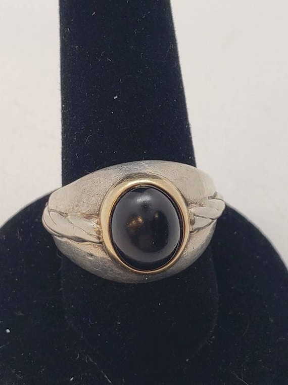Men's Sterling and 14k Lapis/Iolite Stone Ring SZ 