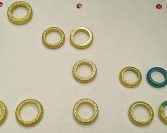 Gold Glitter Resin Rings