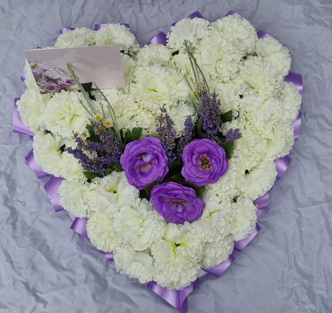 thumbnail image 2 of Artificial Silk Funeral Tribute – 'I Love You' Heart With Flowers For Mum, Dad, Nan 2 of 4
