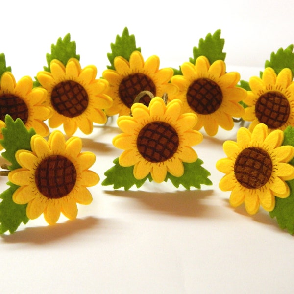 Summer Sunflower napkin rings Easter holder holiday dinner, floral calendula Wedding favor serving, village shower, rustic romantic party