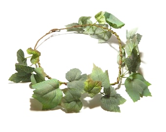 Hoofdband met groene wijnstokbladeren - Cosplay Fairy Tiara, Woodland Wedding Crown