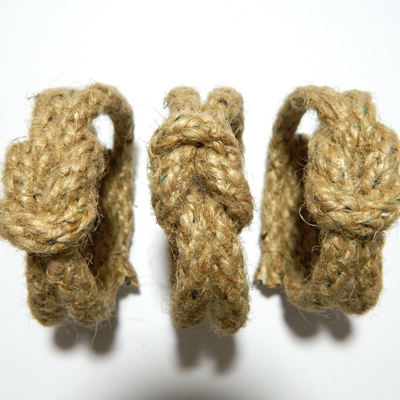 Macrame Hemp Rope Napkin Rings: Nautical Reef Knot Table Decor - Etsy