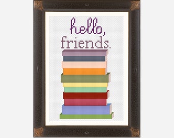 PDF Hello Friends Reading Cross Stitch Pattern
