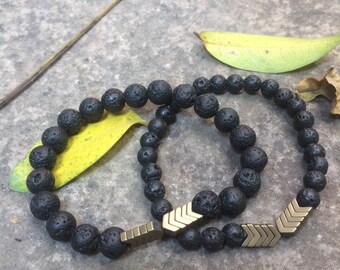 Sacred Hematite Arrow Lava Stone Diffuser Bracele 6mm 8mm