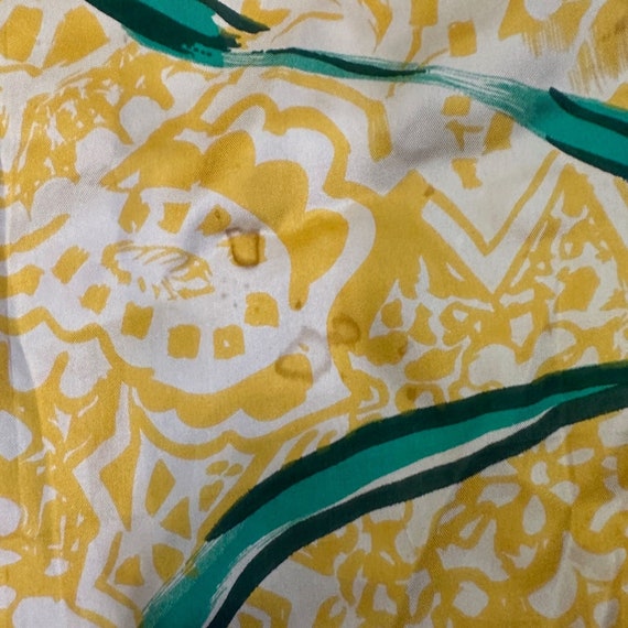 Vintage Silk Scarf Yellow Green Orange Floral Iri… - image 10