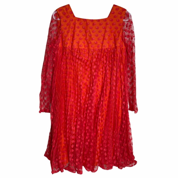 Carol Craig Vintage Mini Dress Size 12 Orange Pin… - image 1
