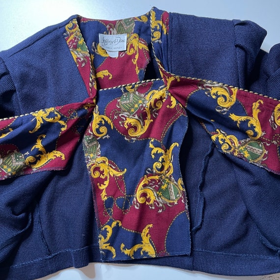Vintage 90s Pant Set Cropped Knit Navy Blazer Bar… - image 6