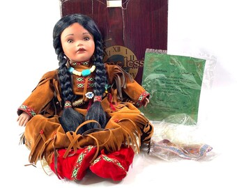 TIMELESS COLLECTIONS HANDCRAFTED PORCELAIN DOLL SPIRIT DANCE NATIVE INDIAN 
