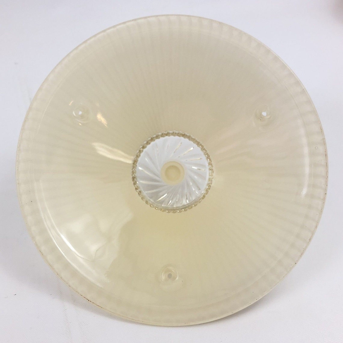 Vintage Frosted Cream Glass Ceiling Light Shade Cover Crimped Etsy