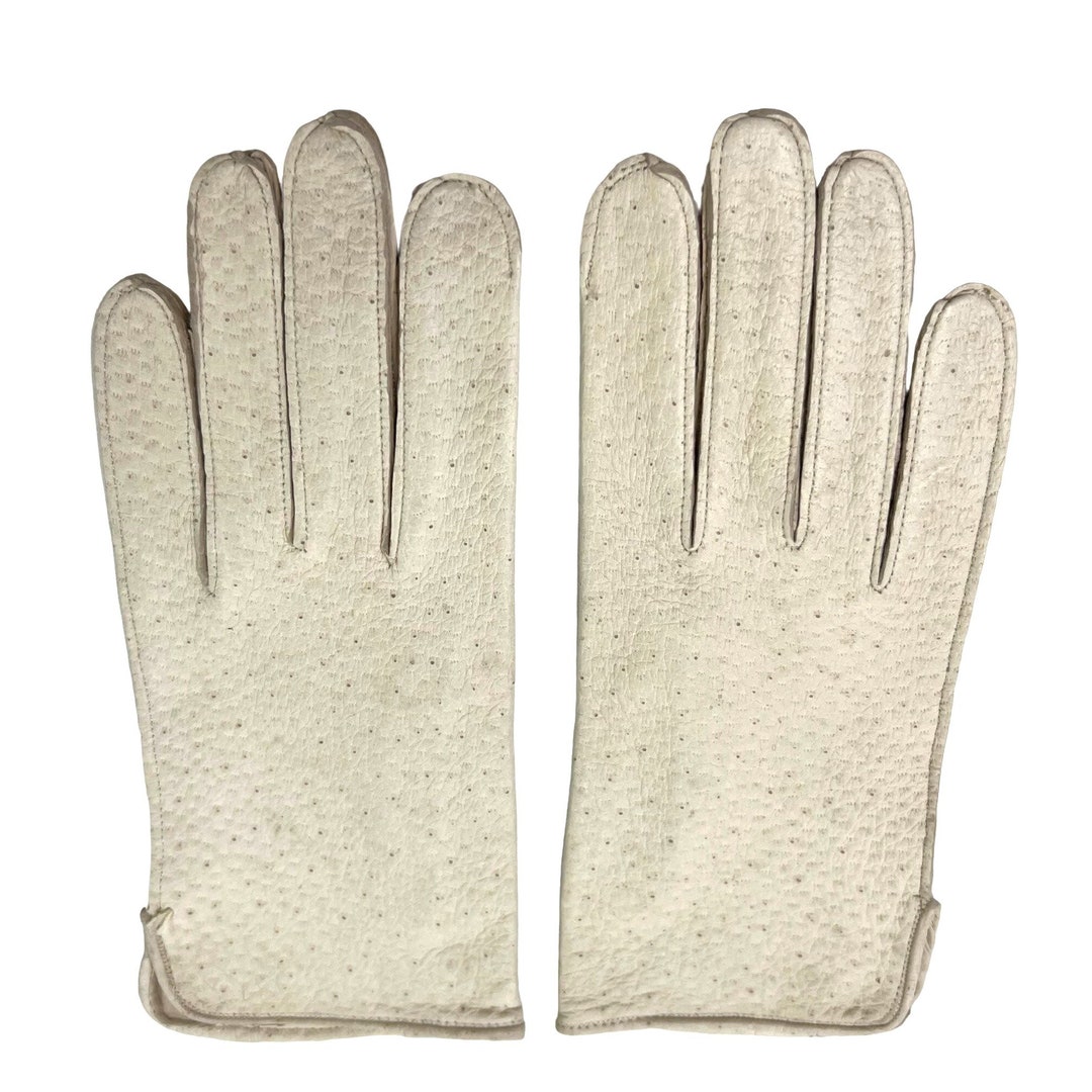 Vintage Ladies Leather Driving Gloves off White Pigskin Made Etsy