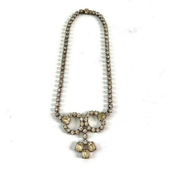 Vintage 30s 40s Faceted Crystal Tennis Necklace B… - image 3