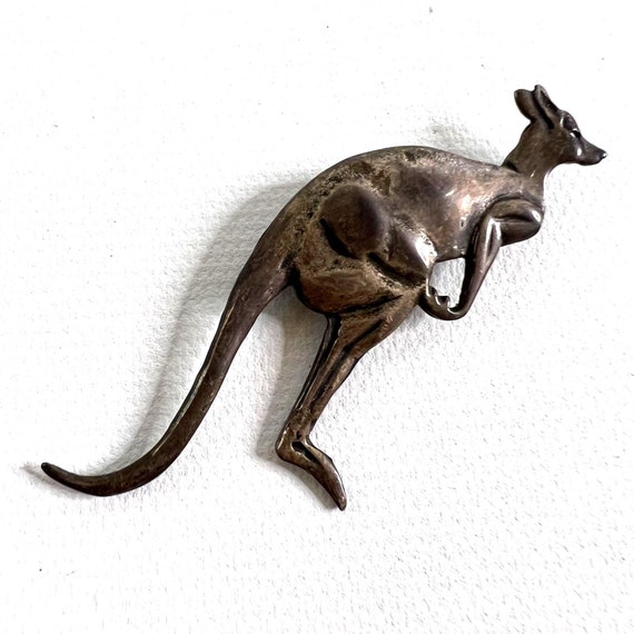 Vintage Sterling Silver Kangaroo Brooch C Hook Cl… - image 3