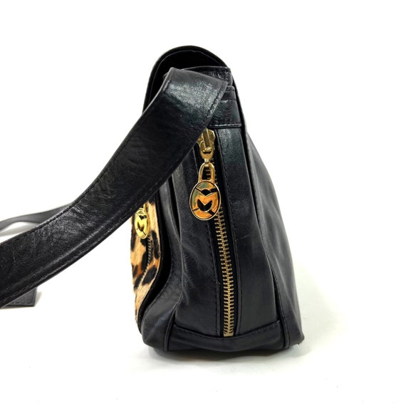 Vintage Carla Mancini Purse Black Leather Animal … - image 4