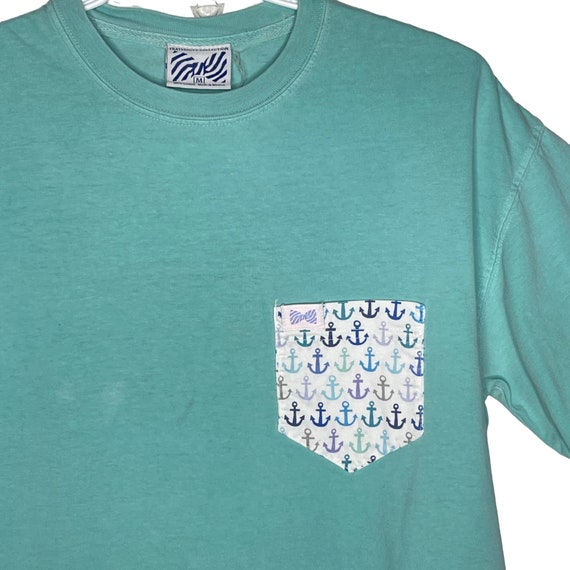 Fraternity Collection Turquoise Pocket T Shirt Me… - image 4