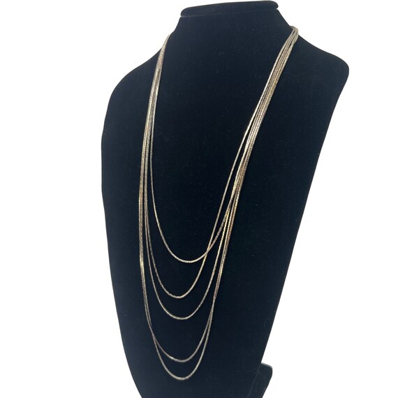 Silverplated Multistrand Necklace Cascading Lengt… - image 2