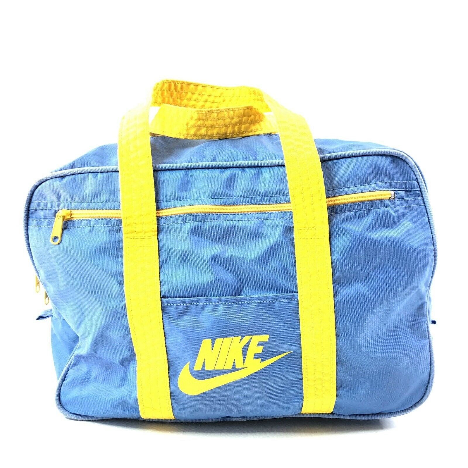 Nike BRS Duffle Bag Light Blue Yellow Nylon Zippered Gym Bag Etsy