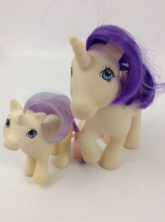 G1 My Little Pony Glory And Baby Glory White Unicorns Etsy
