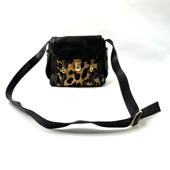 Vintage Carla Mancini Purse Black Leather Animal … - image 2