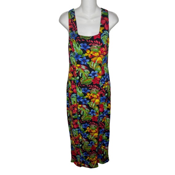 Vintage 90s Floral Sleeveless Maxi Dress Small Al… - image 1