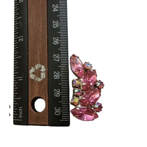 Vintage Estate Pink Austrian Crystal Clip On Earr… - image 4