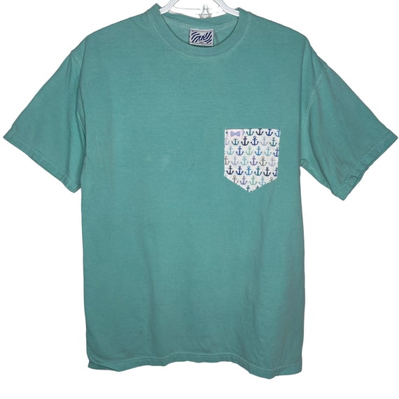 Fraternity Collection Turquoise Pocket T Shirt Me… - image 1