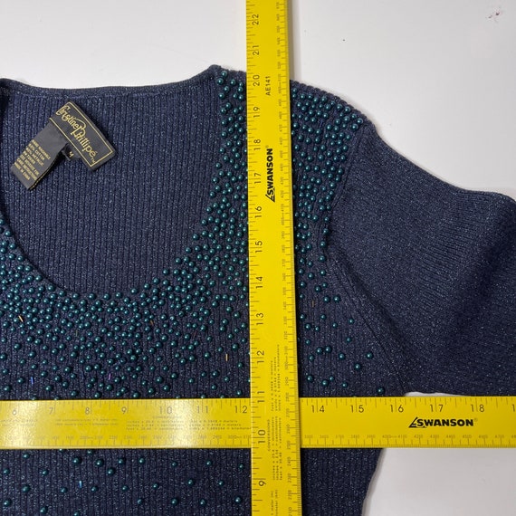 Vintage Christine Phillipe Metallic Blue Sweater … - image 5