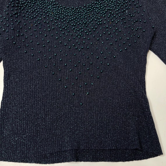 Vintage Christine Phillipe Metallic Blue Sweater … - image 3