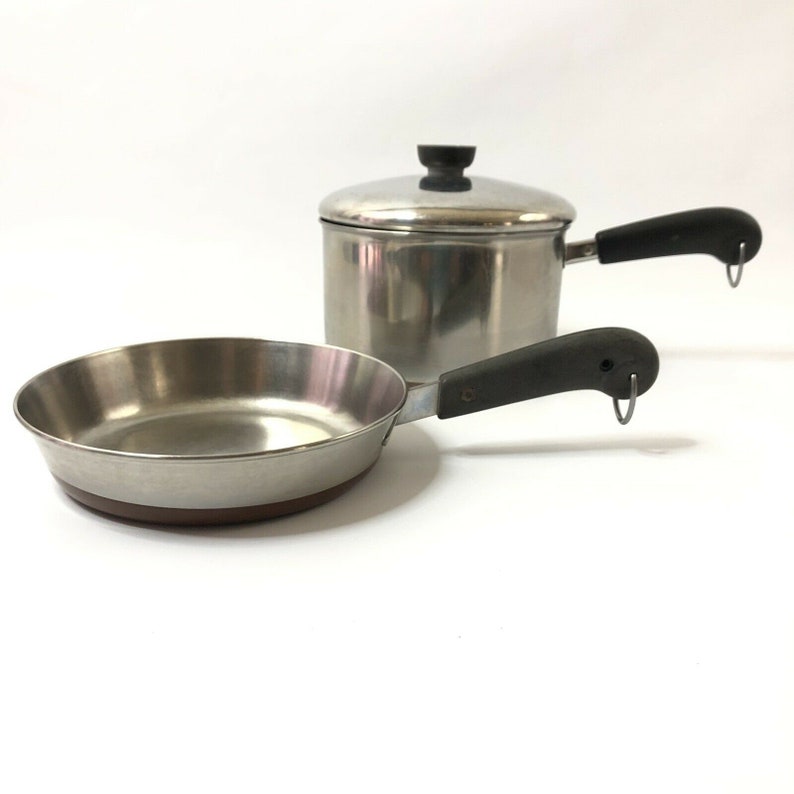 Revere Ware 8 Skillet and 2 Qt Sauce Pan Copper Bottom Etsy