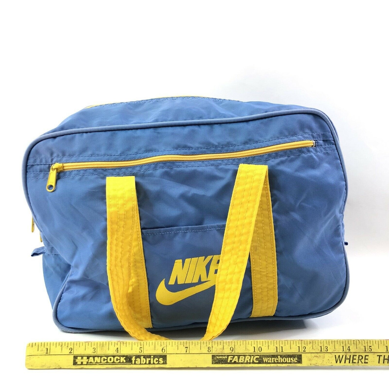 Nike BRS Duffle Bag Light Blue Yellow Nylon Zippered Gym Bag Etsy