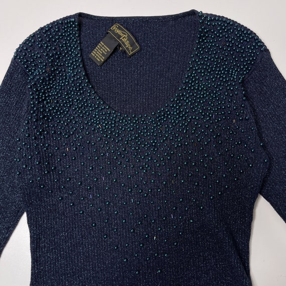Vintage Christine Phillipe Metallic Blue Sweater … - image 4
